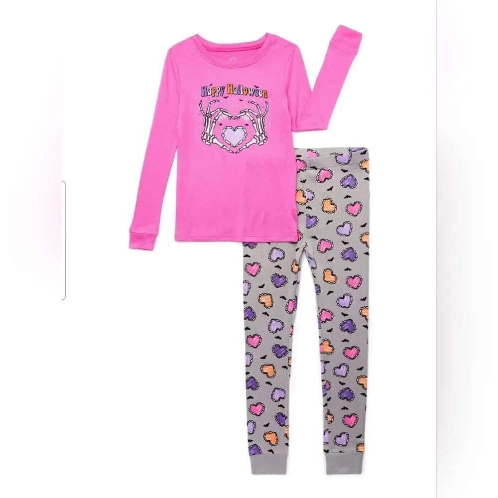 Lot of two Wonder Nation Girls Halloween Tight Fit Long Sleeve 2 pc Pajama Set